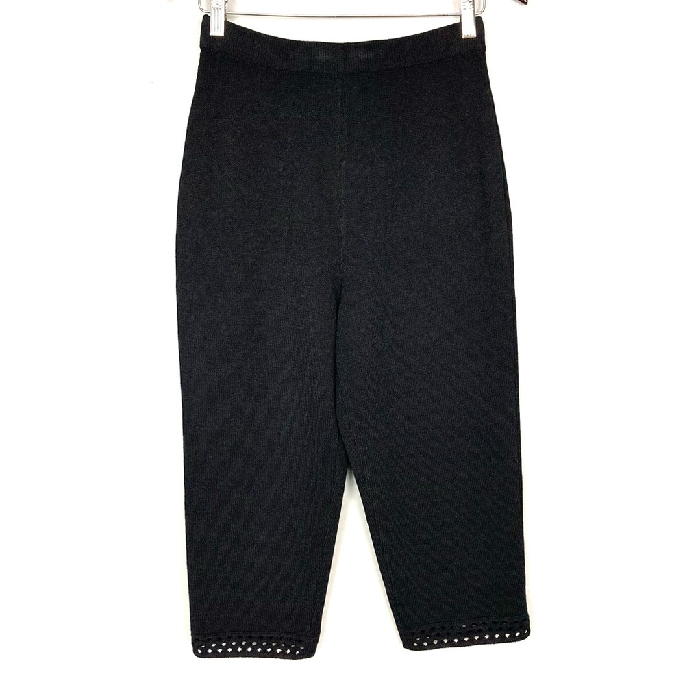 St. John Santana Knit Crop Pants Women’s Size 4 Pull-On Elastic Waist Black